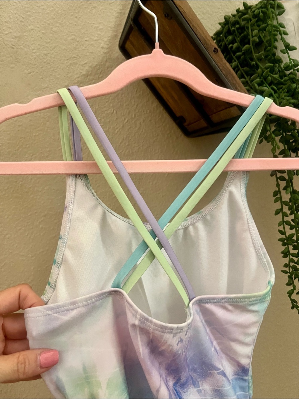 Disney Kids One Piece Swimsuit Pastel Tie-Dye with Green Baby Yoda - Picture 8 of 13